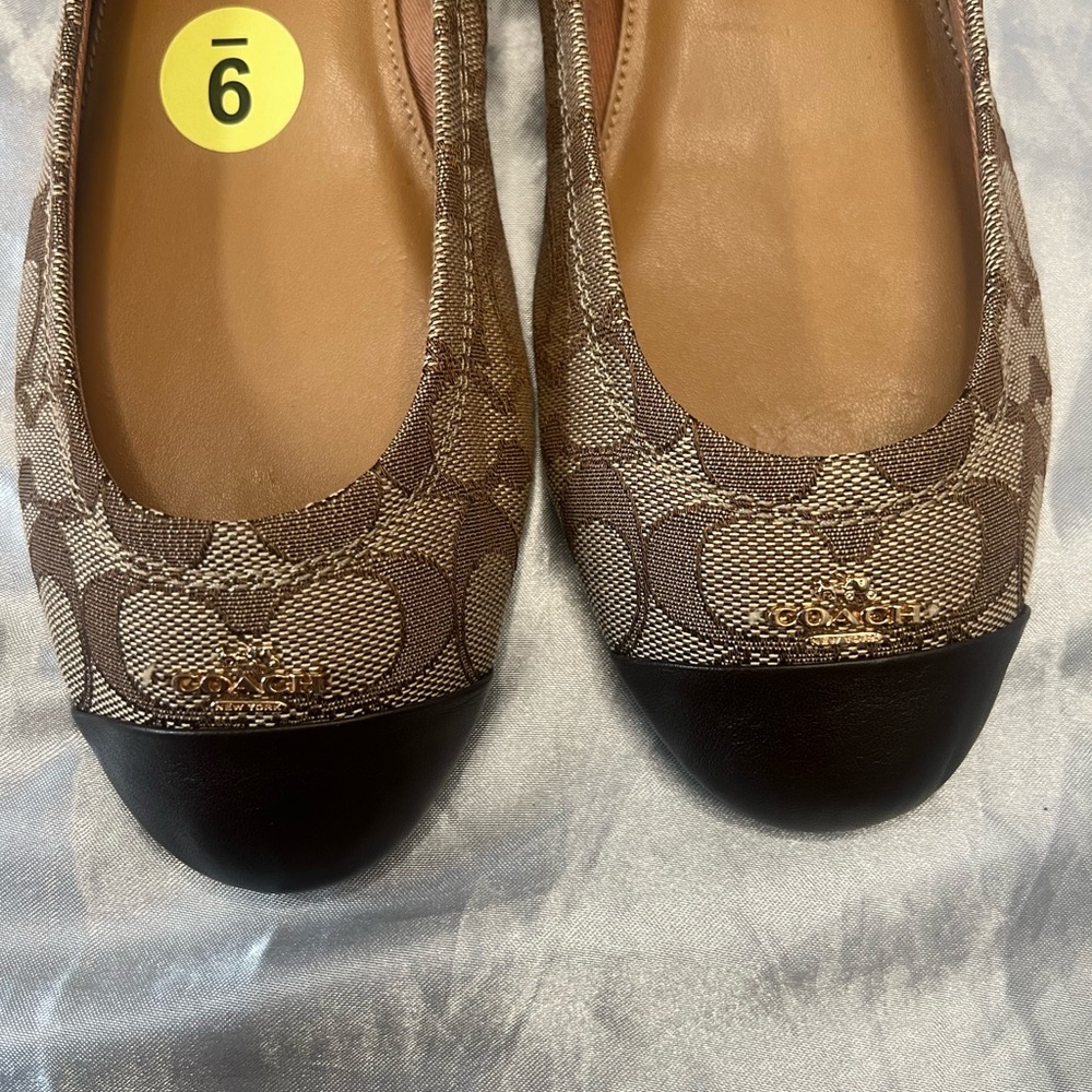Coach Signature Pattern Brown Flats - Picture 2 of 3